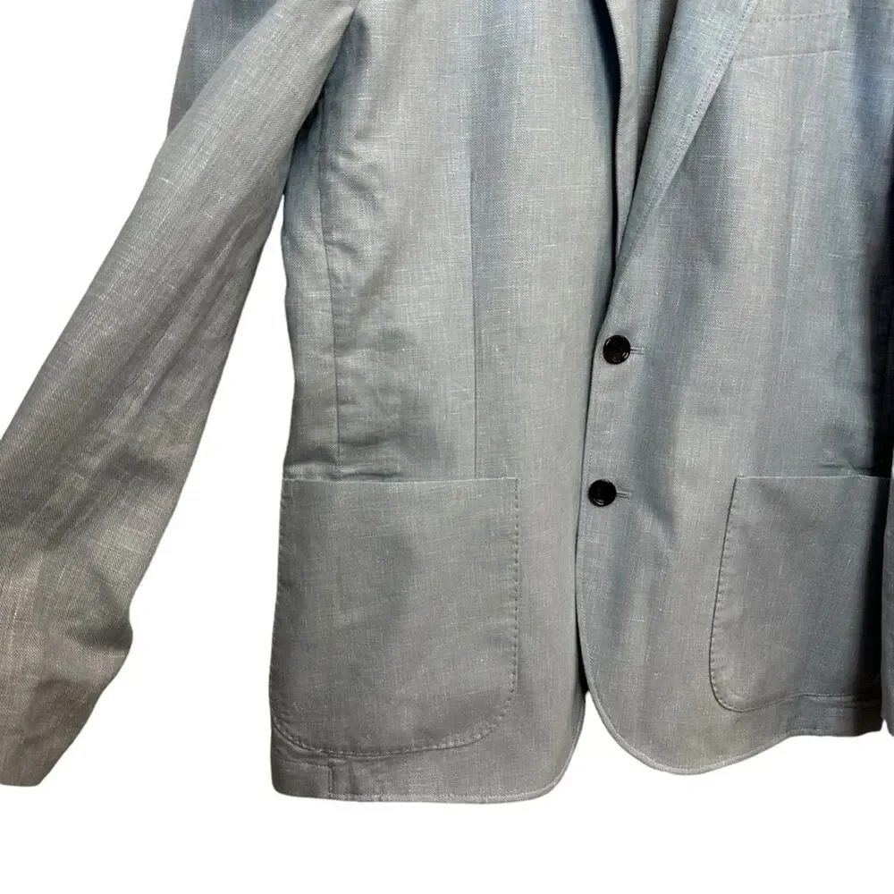 J. by J. Crew Thompson Linen Blazer Light Blue Sport Coat Jacket 42